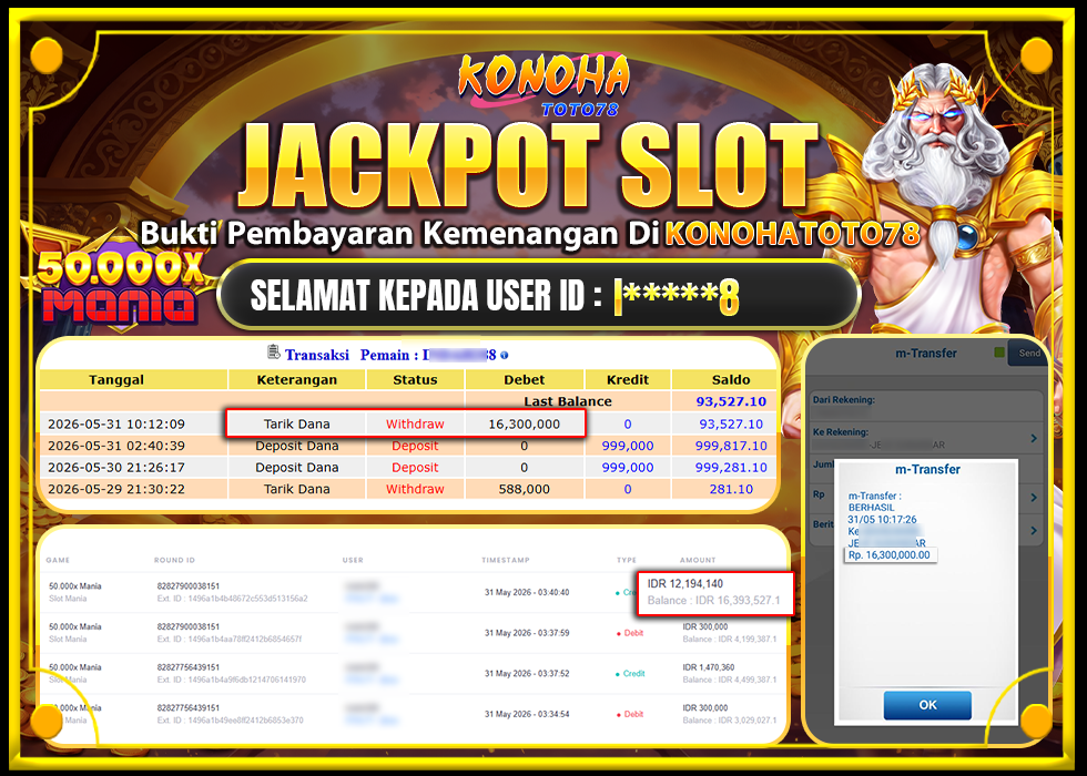 KONOHATOTO78 JACKPOT 50.000X MANIA Rp.16.300.000LUNAS